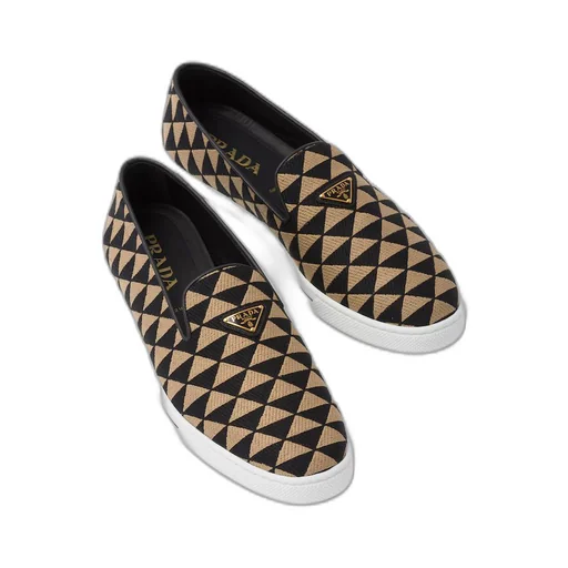 Embroidered technical fabric slip-on shoes