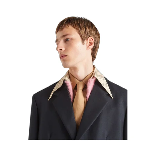 Mohair wool coat with collar