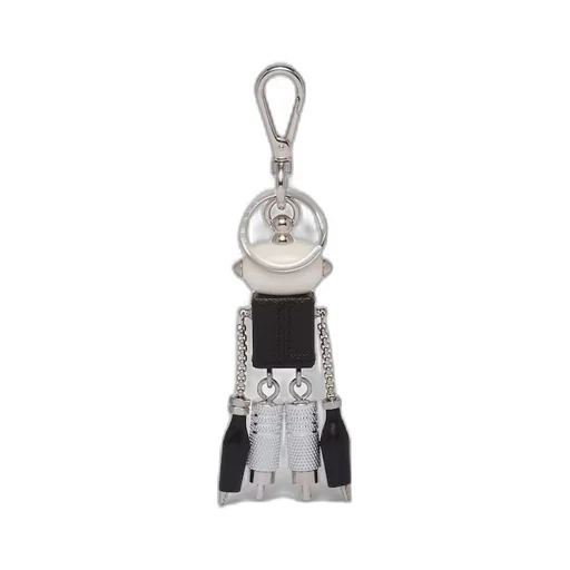 Saffiano leather robot keychain trick