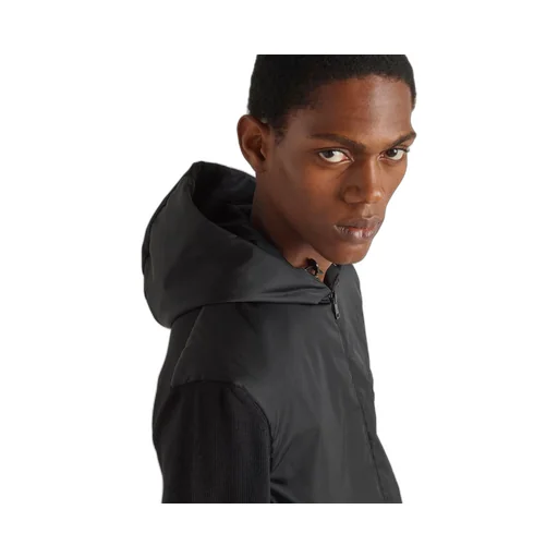 Wool and Re-Nylon gabardine hoodie