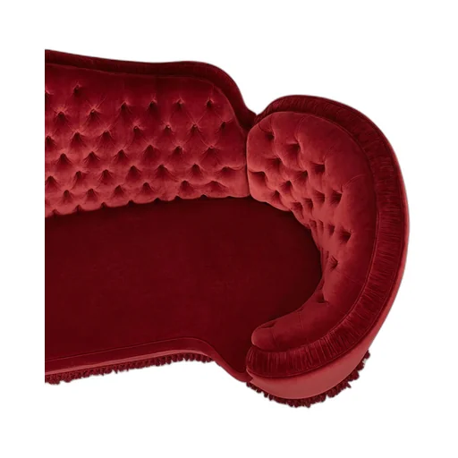 Capitonné camelback sofa