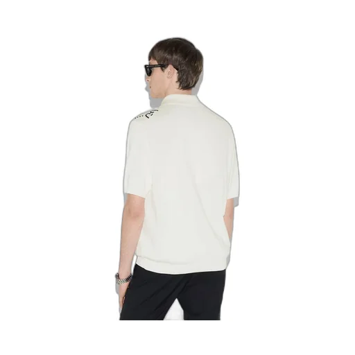 Cotton knit polo top with GG intarsia