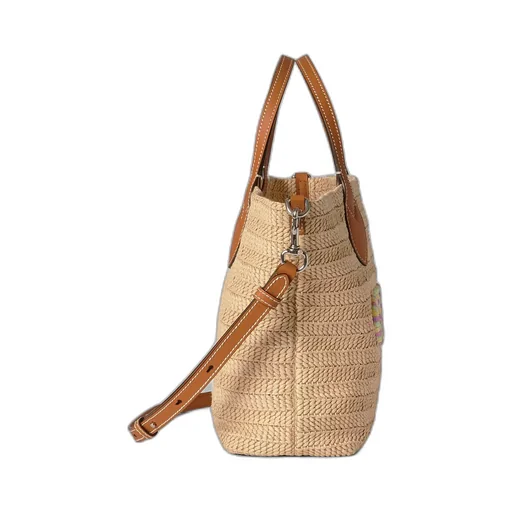 Small straw-effect tote