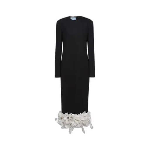 Embroidered wool midi-dress