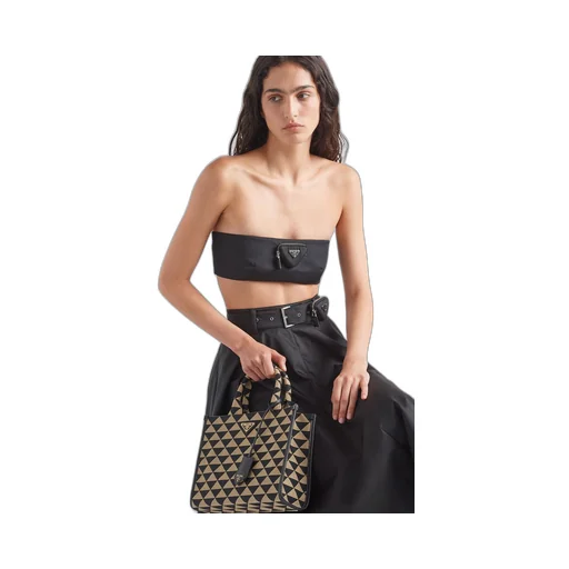 Small Prada Symbole embroidered fabric handbag