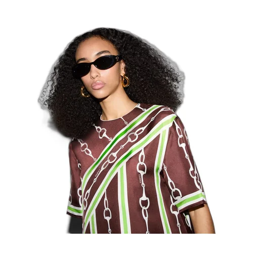 Gucci Horsebit stripe print silk top
