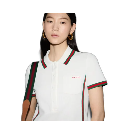 Cotton crêpe piquet polo dress