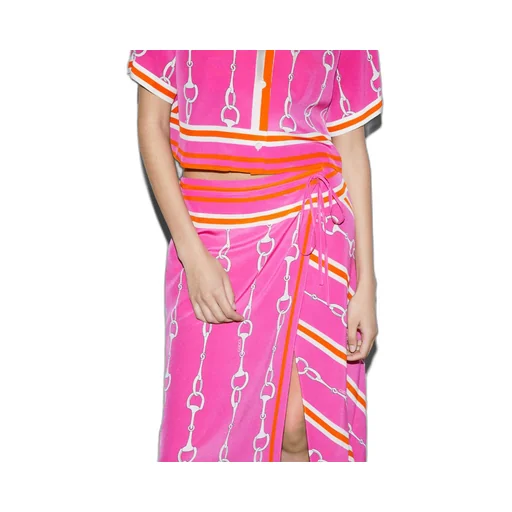 Gucci Horsebit stripe print silk skirt