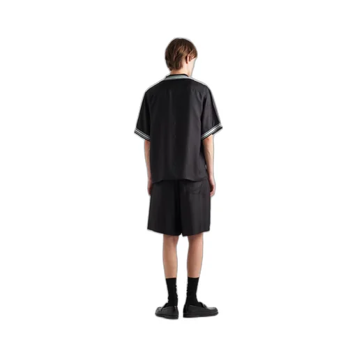 Short-sleeved silk twill shirt