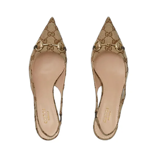 Women's GG canvas slingback pump