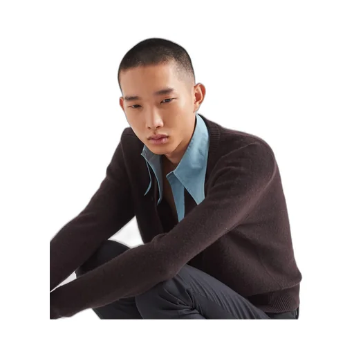 Cashmere cardigan with collar