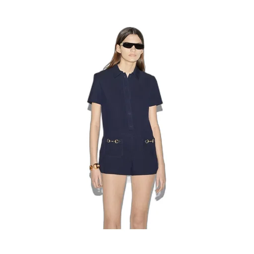 Wool silk jumpsuit with Horsebit