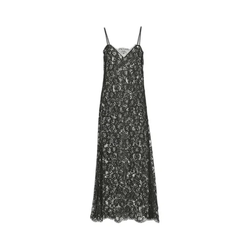 Embroidered lace midi-dress
