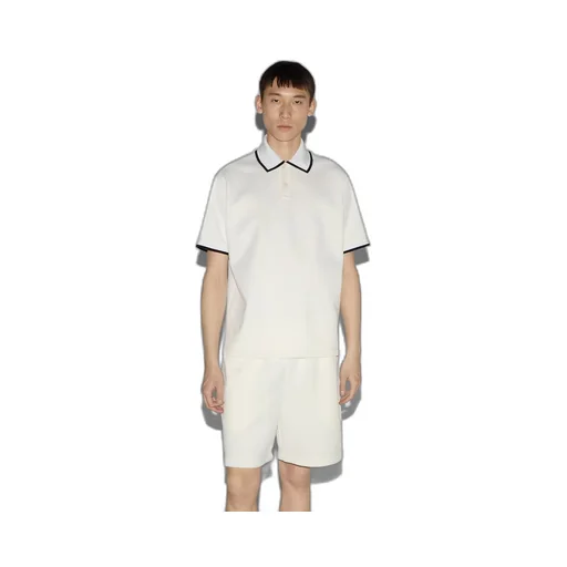 Cotton piquet polo top with embroidery