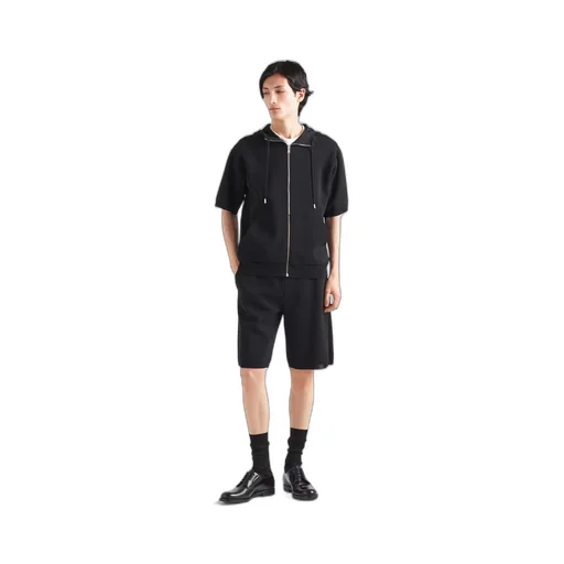 Cotton and viscose knit hoodie