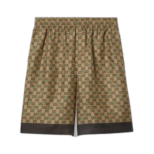 GG Horsebit print silk twill short