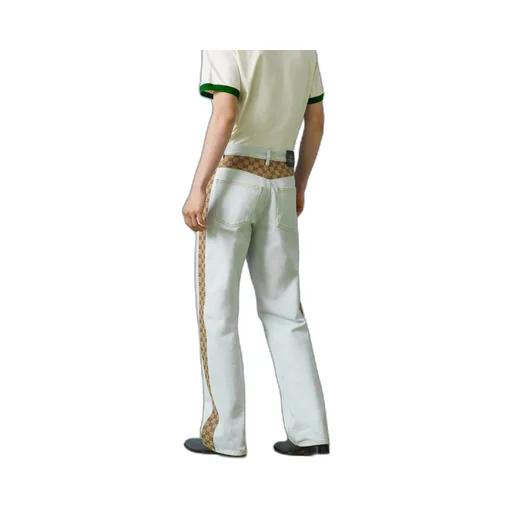 Washed organic denim trouser with GG