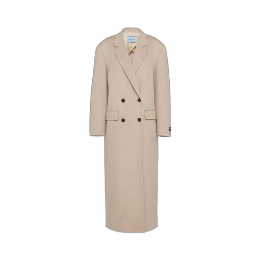 Double-breasted velour cashmere coat