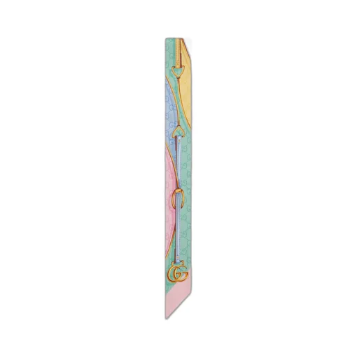 GG belt print silk neck bow