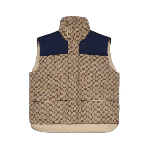 GG canvas down vest with detachable hood
