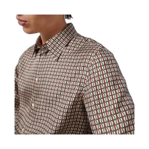 Mini stirrup print silk twill shirt