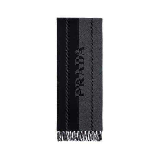Small wool scarf with jacquard logo