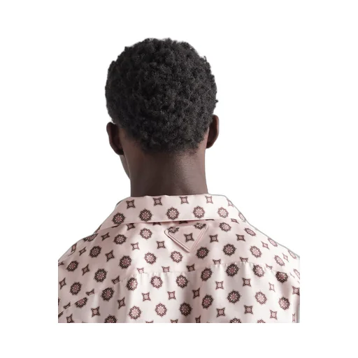Short-sleeved printed silk shirt