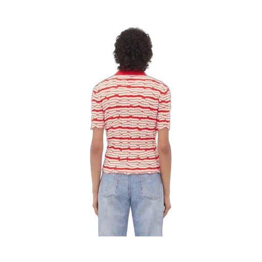 Distorted Stripe Cotton Polo