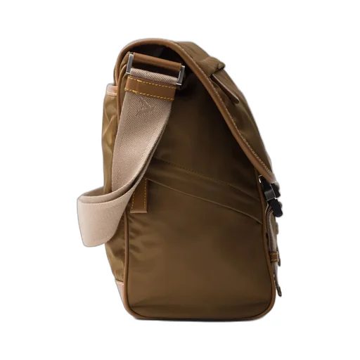 Re-Nylon and leather shoulder bag