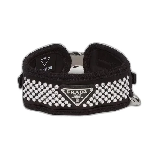 Crystal-studded satin pet collar
