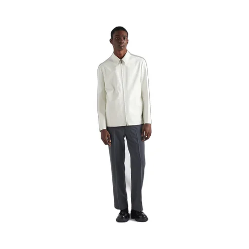 Leather blouson jacket