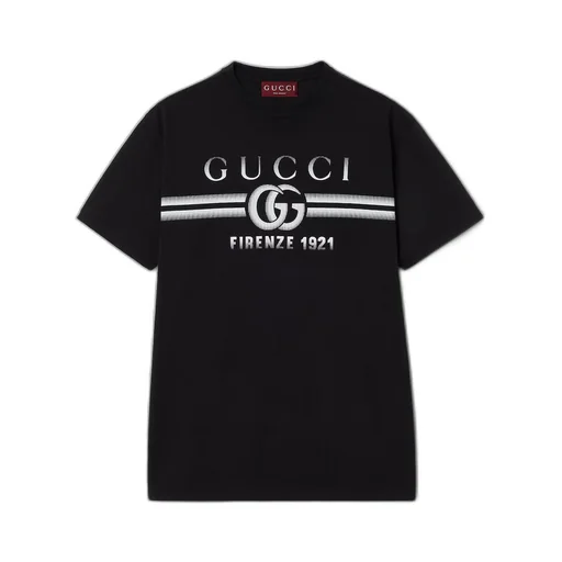 Cotton jersey T-shirt with Gucci print