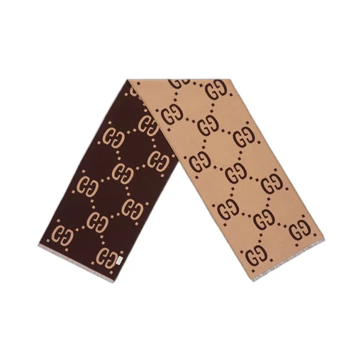 GG jacquard wool silk scarf