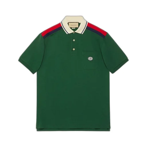 Cotton polo with Interlocking G