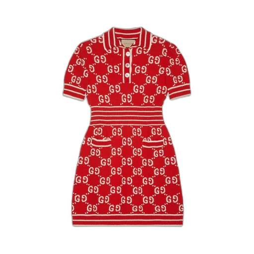 GG cotton jacquard polo dress