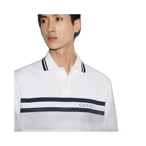 Cotton polo shirt with Gucci print