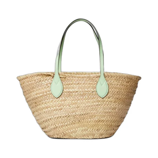 Small straw tote bag with Gucci logo