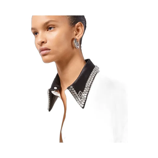 Cotton shirt with detachable collar