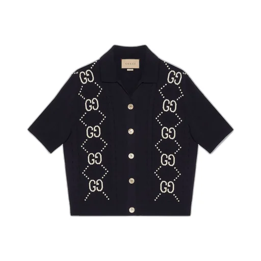 Cotton cardigan with GG intarsia