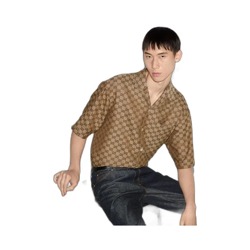 GG linen blend canvas shirt