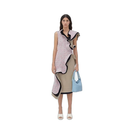 Textured Terrazzo Cotton Ruffle Dress