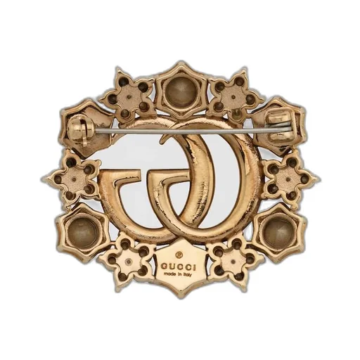 Double G crystal flower brooch