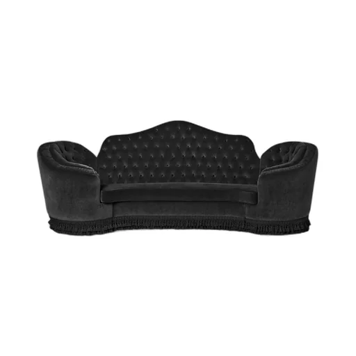 Capitonné camelback sofa