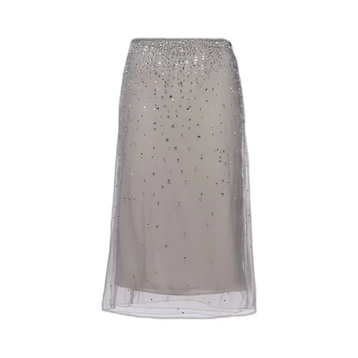 Crystal-studded tulle midi-skirt
