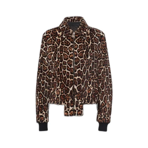 Printed shearling bomber jacket