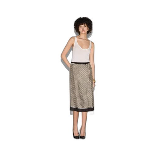 GG print silk skirt
