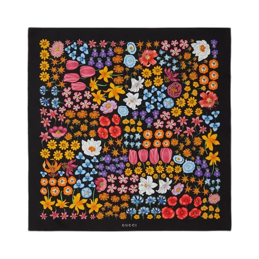 Floral silk twill carré