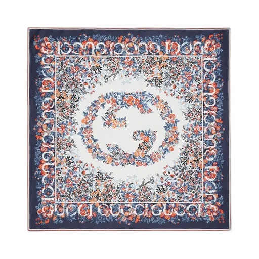 Gucci Interlocking G floral print silk carré