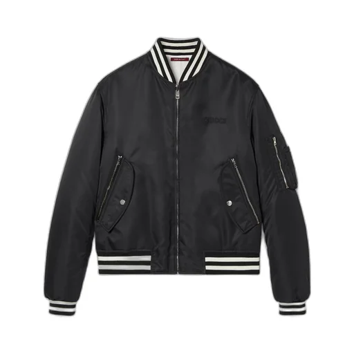 Reversible nylon bomber jacket