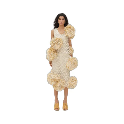 Paper Mesh Crochet Skirt With Pompom